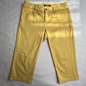 Chaps Women's Petite Size 4 Yellow Denim Capri Pants Cotton Blend Stretch Casual